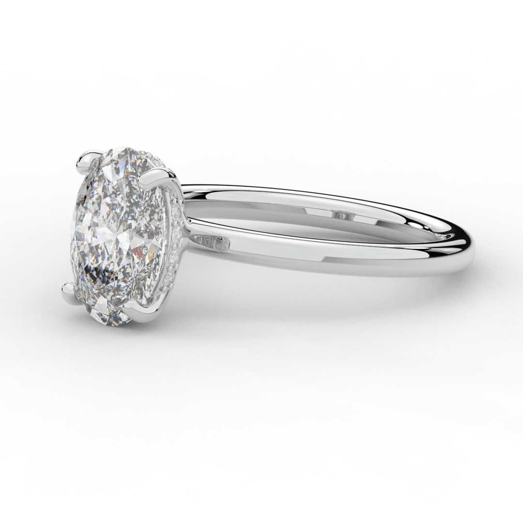 2.06CT.TW OVAL LAB DIAMOND UNDERHALO SOLIATIRE ENGAGEMENT RING - Nazarelle