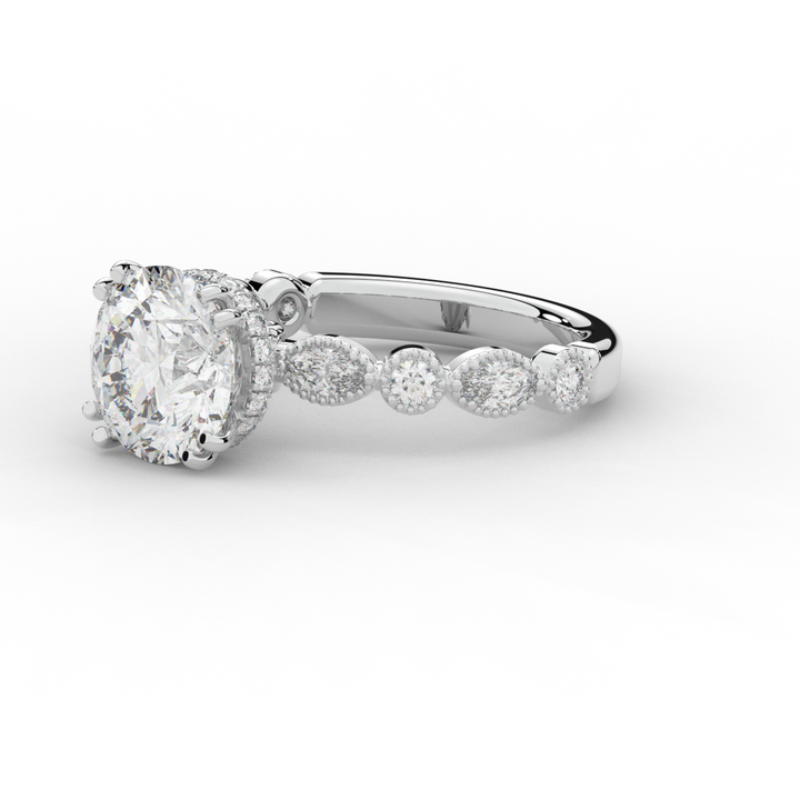 3.60CT.TW ROUND LAB DIAMOND SOLITAIRE ENGAGEMENT RING - Nazarelle