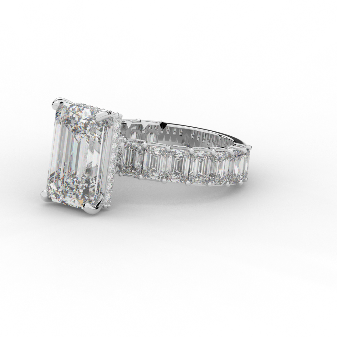 11.90CT.TW EMERALD CUT LAB DIAMOND SOLITAIRE ENGAGEMENT RING - Nazarelle