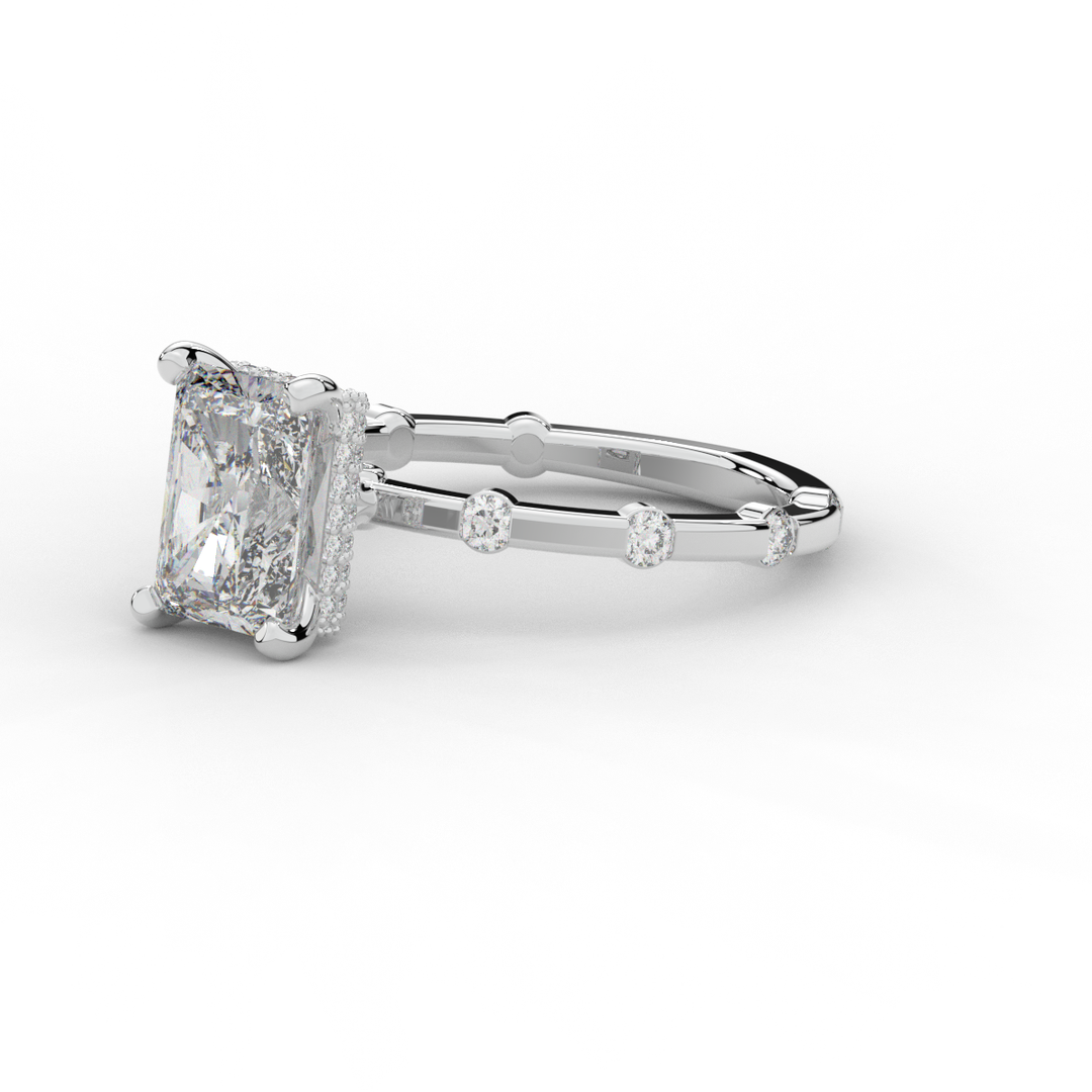 2.60CT.TW RADIANT LAB DIAMOND UNDERHALO SOLITAIRE ENGAGEMENT RING - Nazarelle