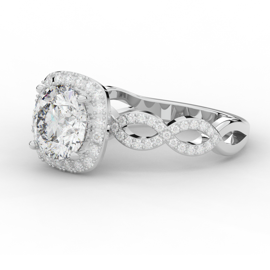 2.35CT.TW ROUND LAB DIAMOND HALO ENGAGEMENT RING - Nazarelle