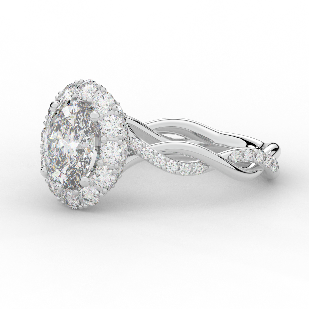 2.70CT.TW OVAL LAB DIAMOND HALO ENGAGEMENT RING - Nazarelle