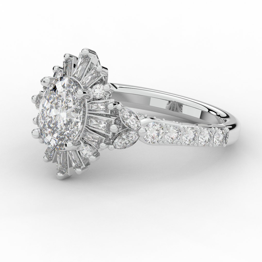 3.10CT.TW OVAL LAB DIAMOND HALO ENGAGEMENT RING - Nazarelle