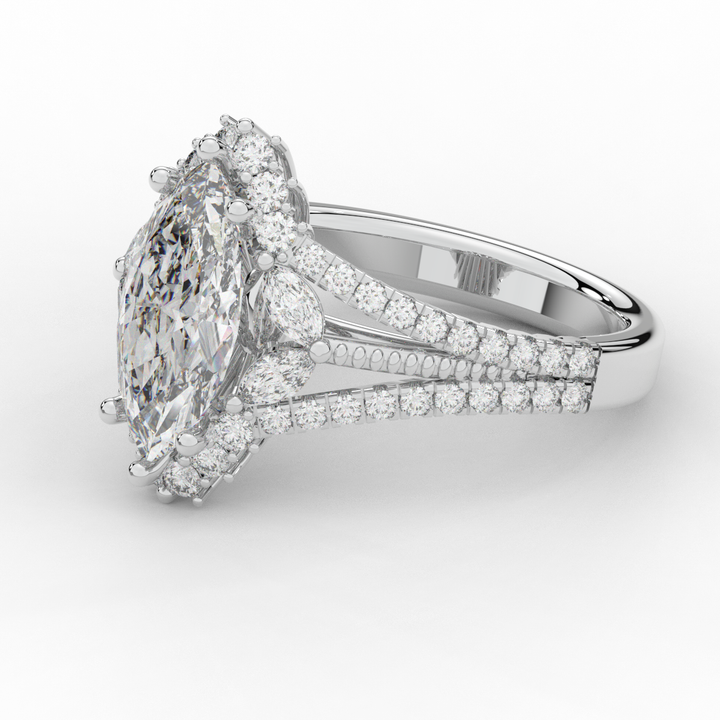 2.70CT.TW MARQUISE LAB DIAMOND HALO ENGAGEMENT RING - Nazarelle