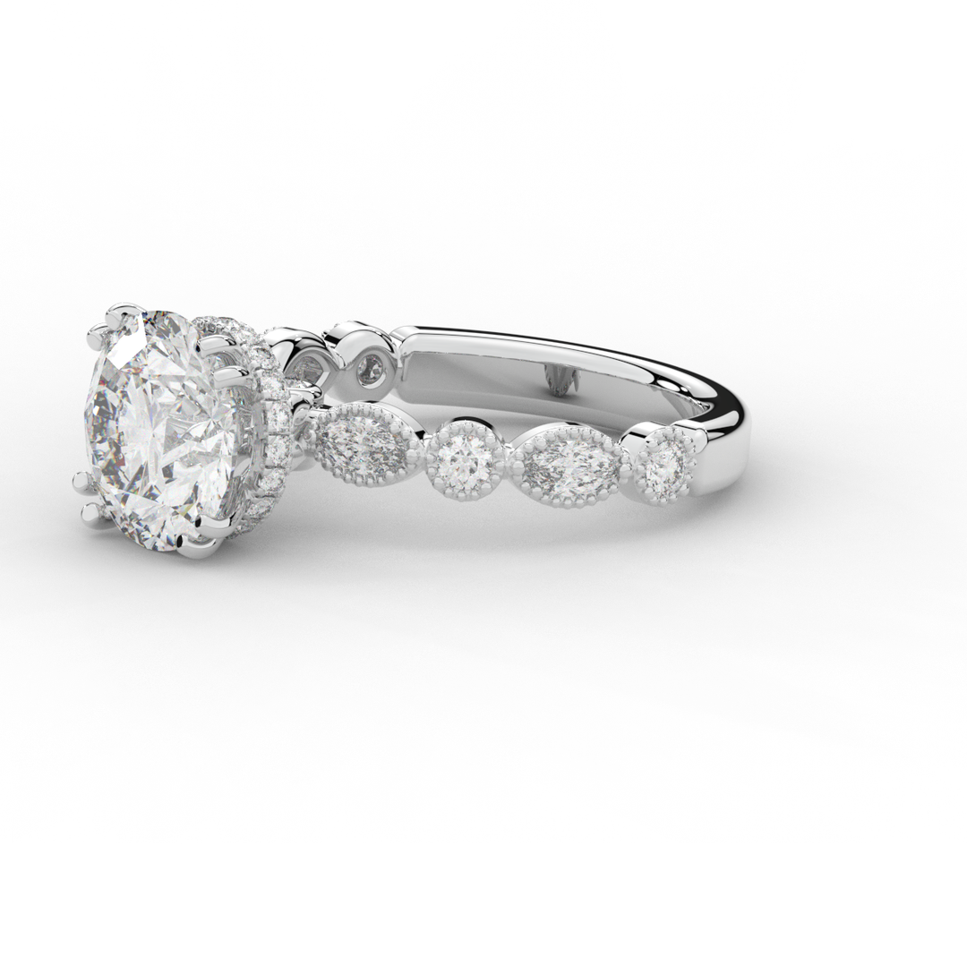 3.60CT.TW ROUND LAB DIAMOND SOLITAIRE ENGAGEMENT RING - Nazarelle