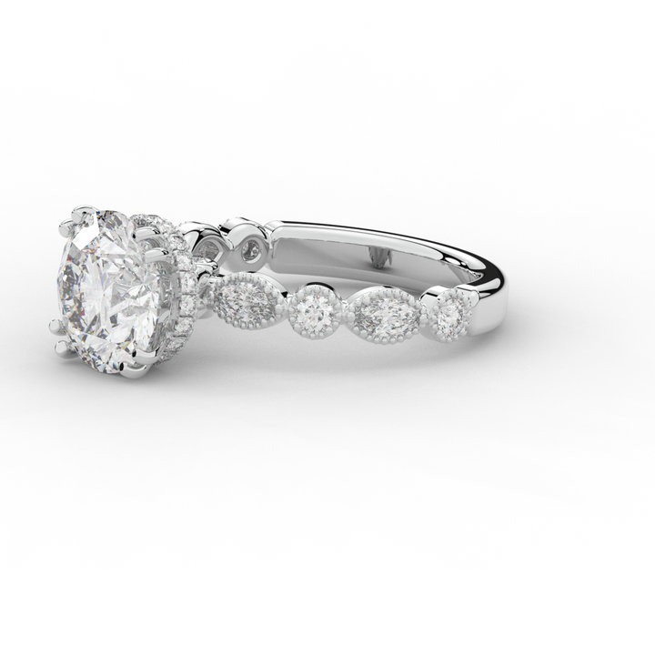 3.60CT.TW ROUND LAB DIAMOND SOLITAIRE ENGAGEMENT RING - Nazarelle