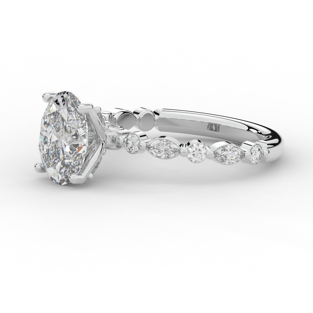 3.10CT.TW OVAL LAB DIAMOND SOLITAIRE ENGAGEMENT RING - Nazarelle