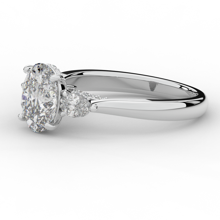 2.40CT.TW OVAL LAB DIAMOND 3 STONE ENGAGEMENT RING - Nazarelle