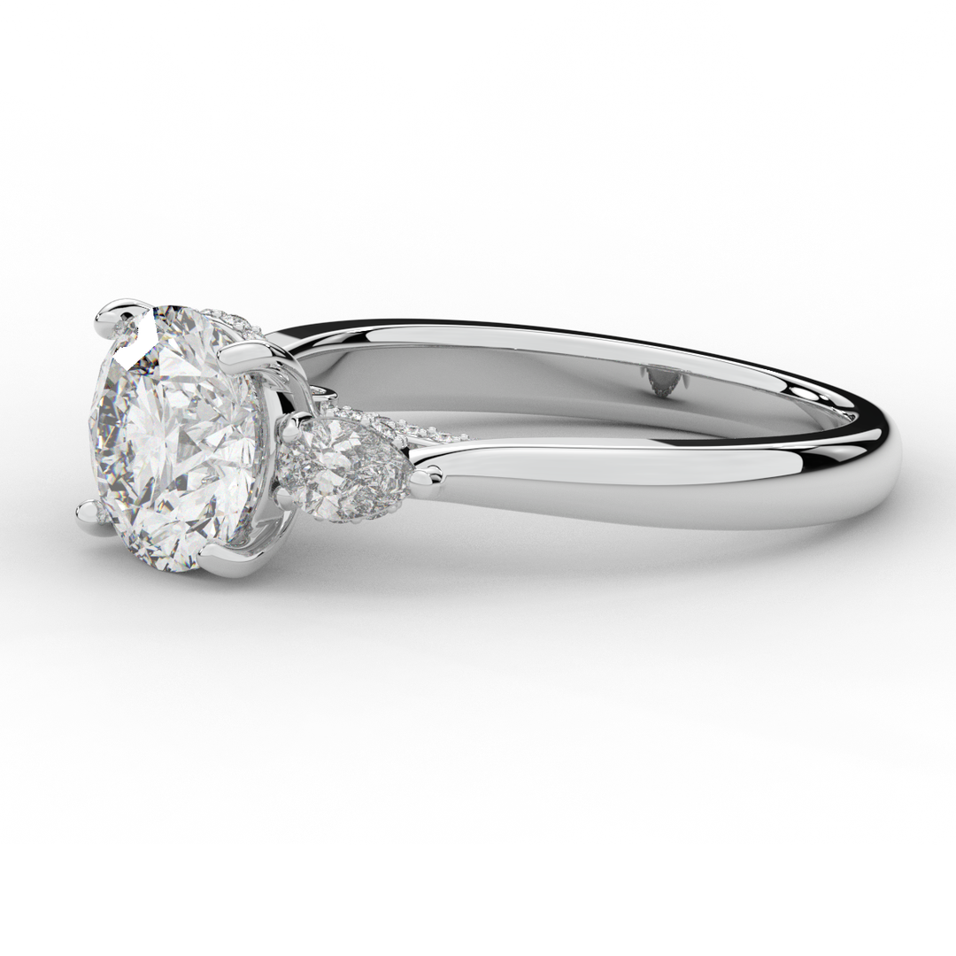 2.40CT.TW ROUND LAB DIAMOND 3 STONE ENGAGEMENT RING - Nazarelle