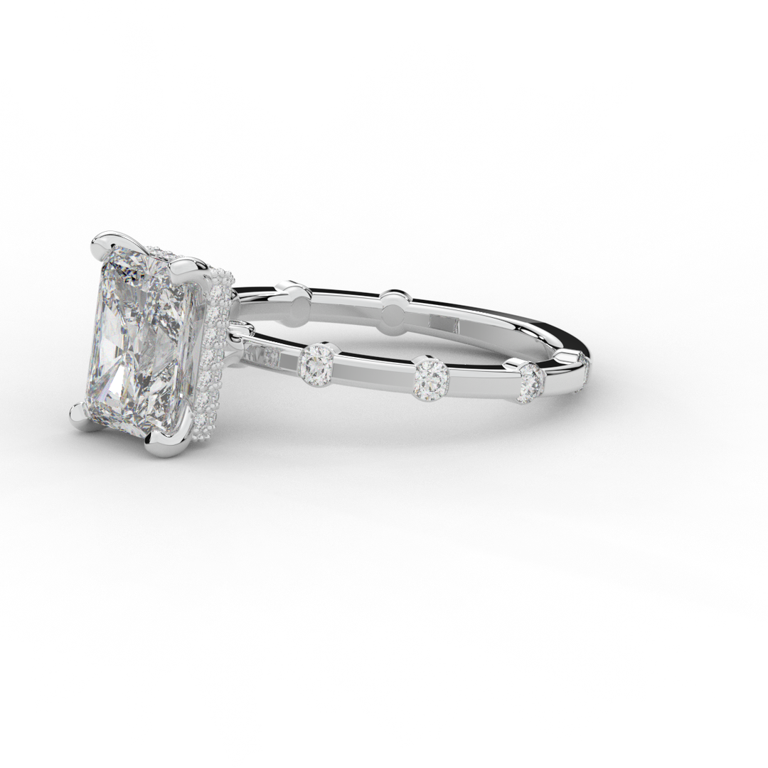 2.60CT.TW RADIANT LAB DIAMOND UNDERHALO SOLITAIRE ENGAGEMENT RING - Nazarelle