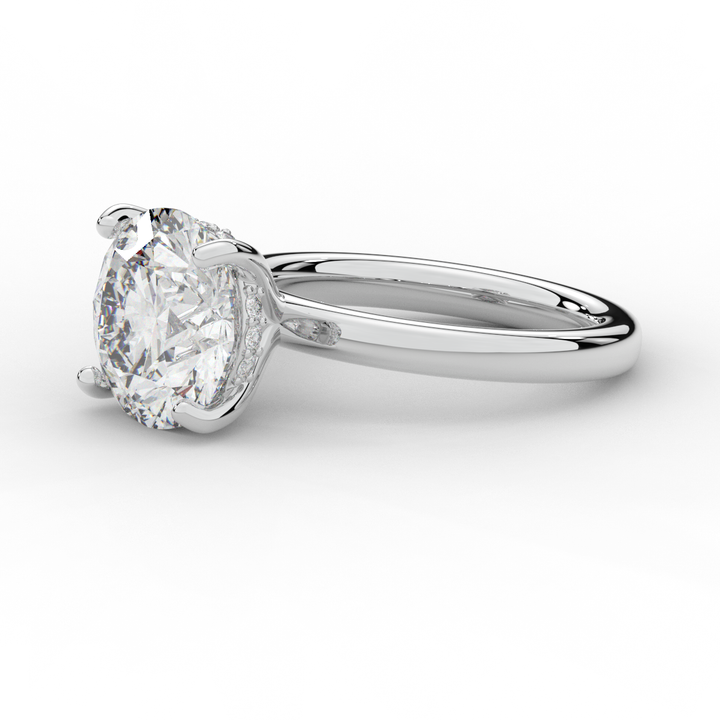 3.05CT.TW ROUND LAB DIAMOND UNDERHALO ENGAGEMENT RING - Nazarelle