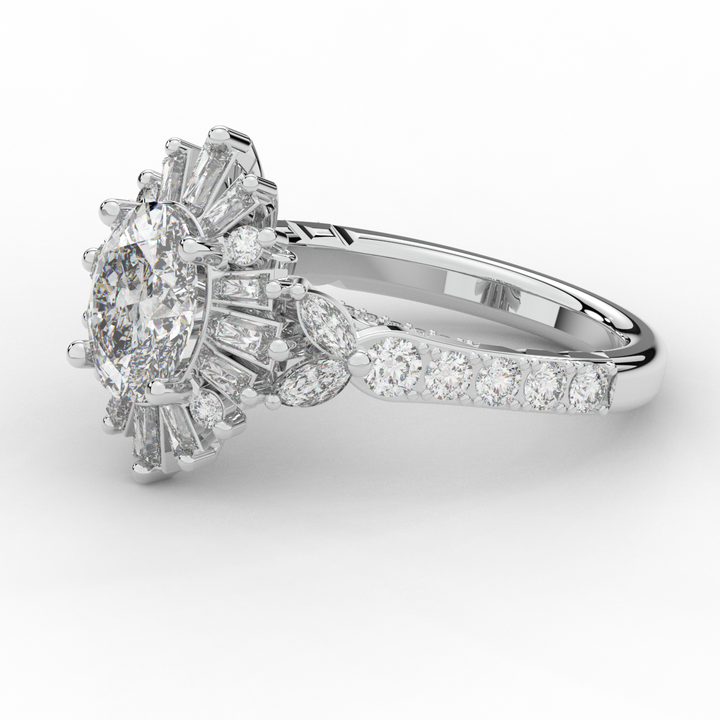 3.10CT.TW OVAL LAB DIAMOND HALO ENGAGEMENT RING - Nazarelle