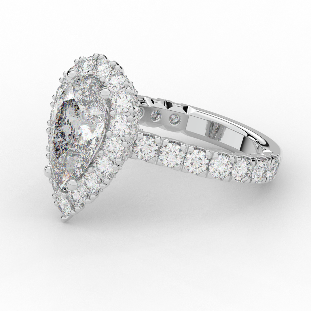 4.90CT.TW PEAR LAB DIAMOND HALO ENGAGEMENT RING - Nazarelle