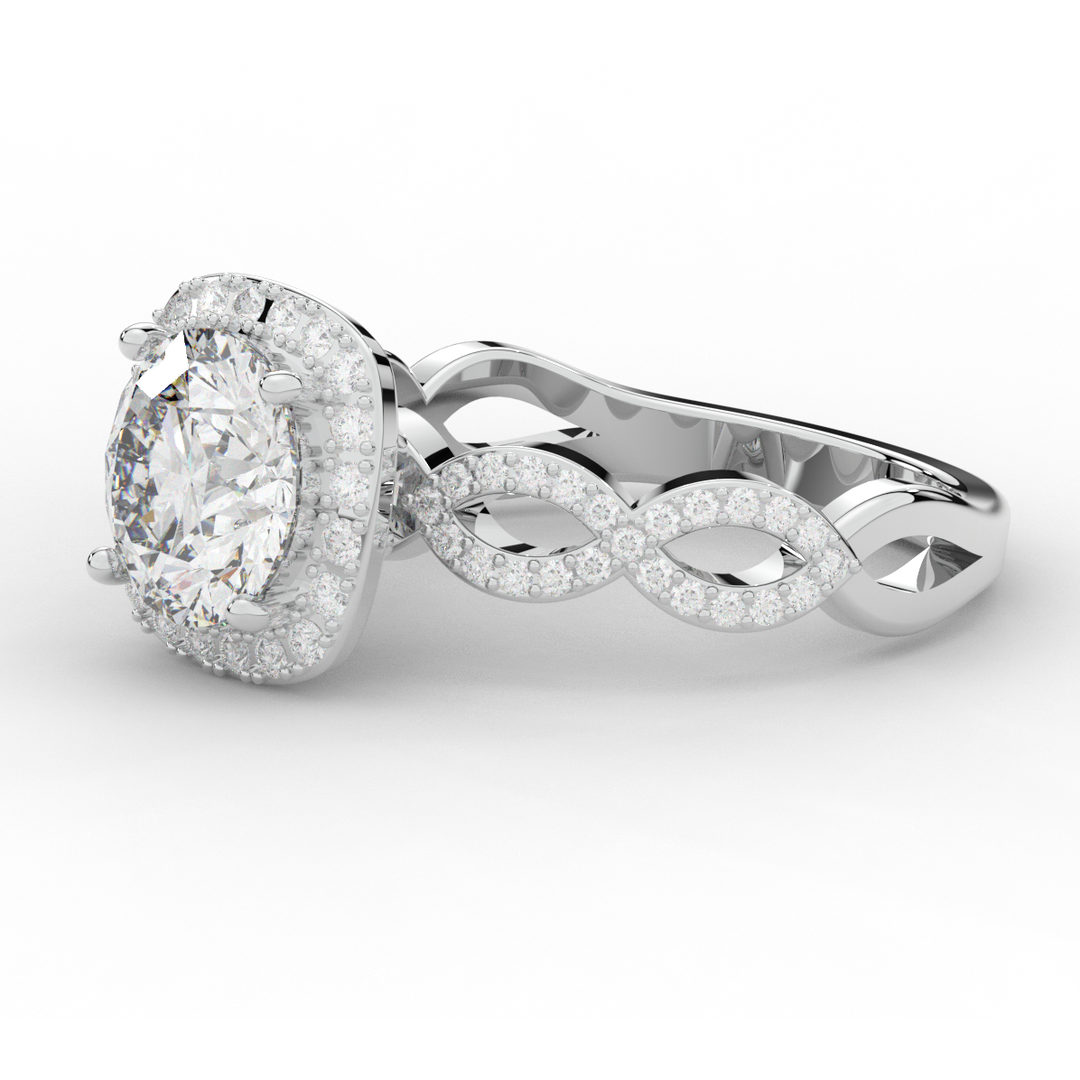 2.35CT.TW ROUND LAB DIAMOND HALO ENGAGEMENT RING - Nazarelle