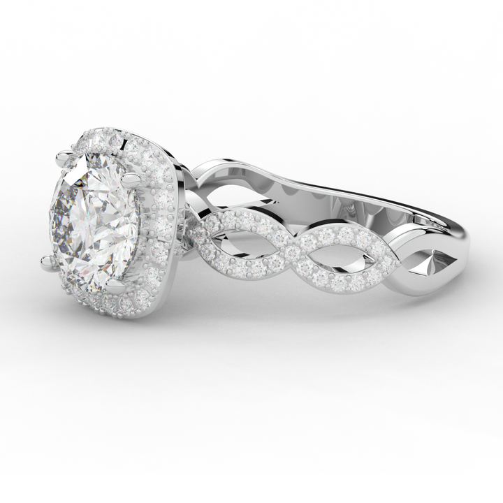 2.35CT.TW ROUND LAB DIAMOND HALO ENGAGEMENT RING - Nazarelle