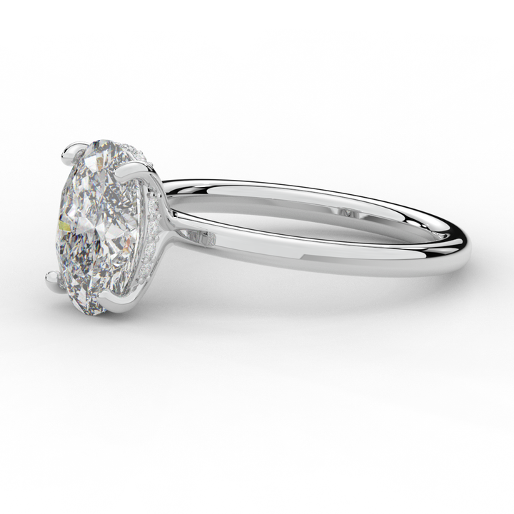 2.06CT.TW OVAL LAB DIAMOND UNDERHALO SOLIATIRE ENGAGEMENT RING - Nazarelle