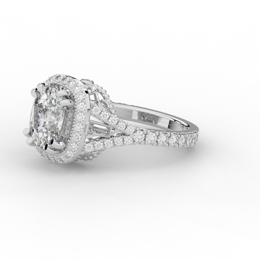 2.50CT.TW CUSHION LAB DIAMOND HALO ENGAGEMENT RING - Nazarelle