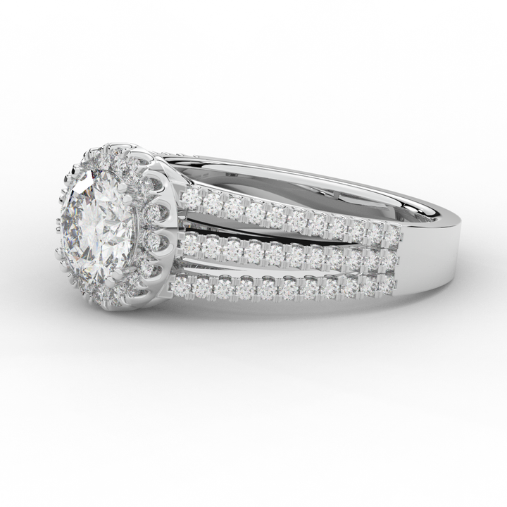 1.95CT.TW ROUND LAB DIAMOND HALO ENGAGEMENT RING - Nazarelle