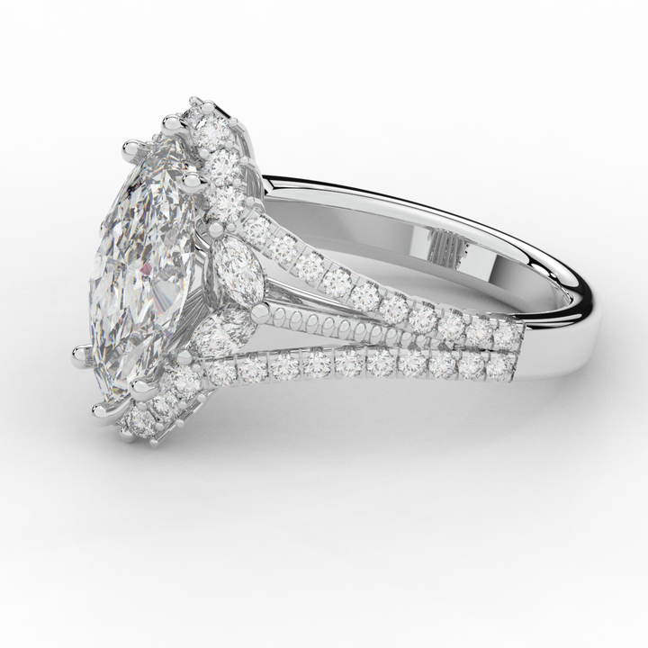 2.70CT.TW MARQUISE LAB DIAMOND HALO ENGAGEMENT RING - Nazarelle