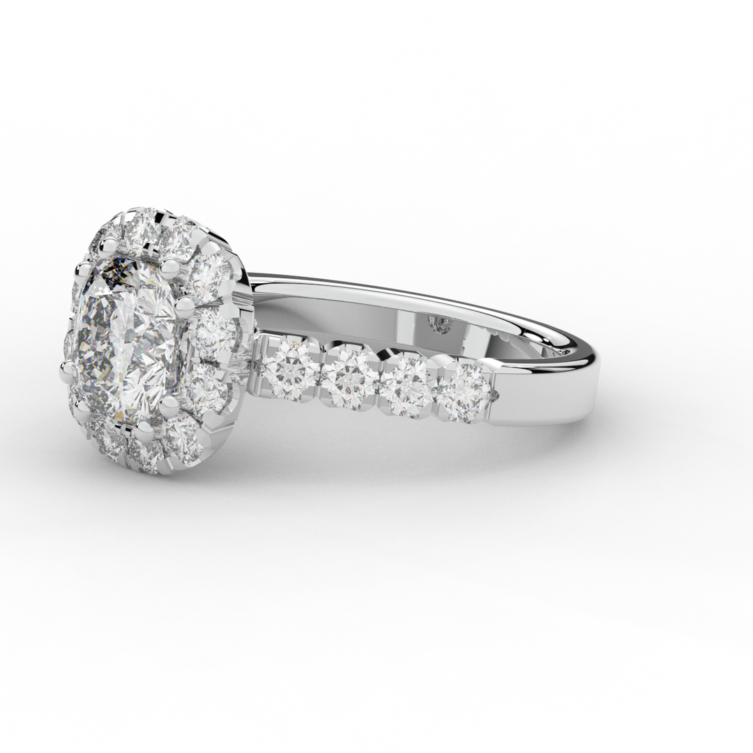 3.45CT.TW CUSHION LAB DIAMOND HALO ENGAGEMENT RING - Nazarelle