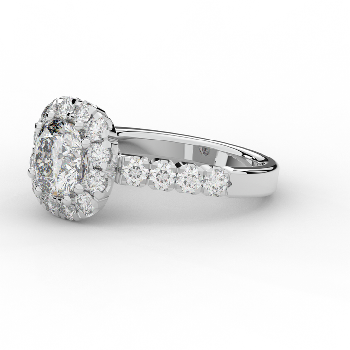 3.45CT.TW CUSHION LAB DIAMOND HALO ENGAGEMENT RING - Nazarelle