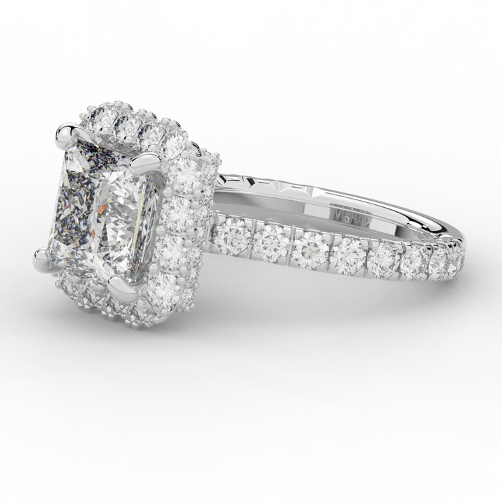 4.50CT.TW PRINCESS LAB DIAMOND HALO ENGAGEMENT RING - Nazarelle