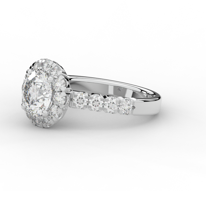 3.50CT.TW ROUND LAB DIAMOND HALO ENGAGEMENT RING - Nazarelle