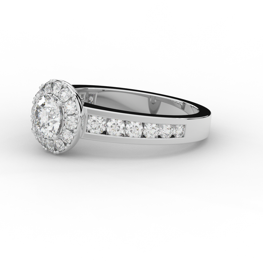 1.75CT.TW ROUND LAB DIAMOND HALO ENGAGEMENT RING - Nazarelle