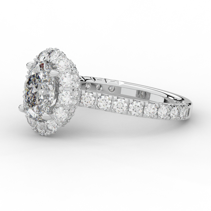 3.40CT.TW OVAL LAB DIAMOND HALO ENGAGEMENT RING - Nazarelle