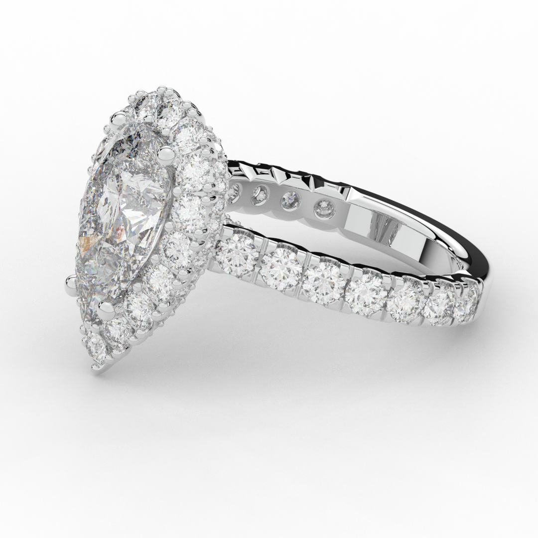 4.90CT.TW PEAR LAB DIAMOND HALO ENGAGEMENT RING - Nazarelle