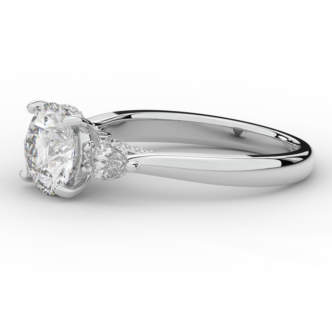 2.40CT.TW ROUND LAB DIAMOND 3 STONE ENGAGEMENT RING - Nazarelle