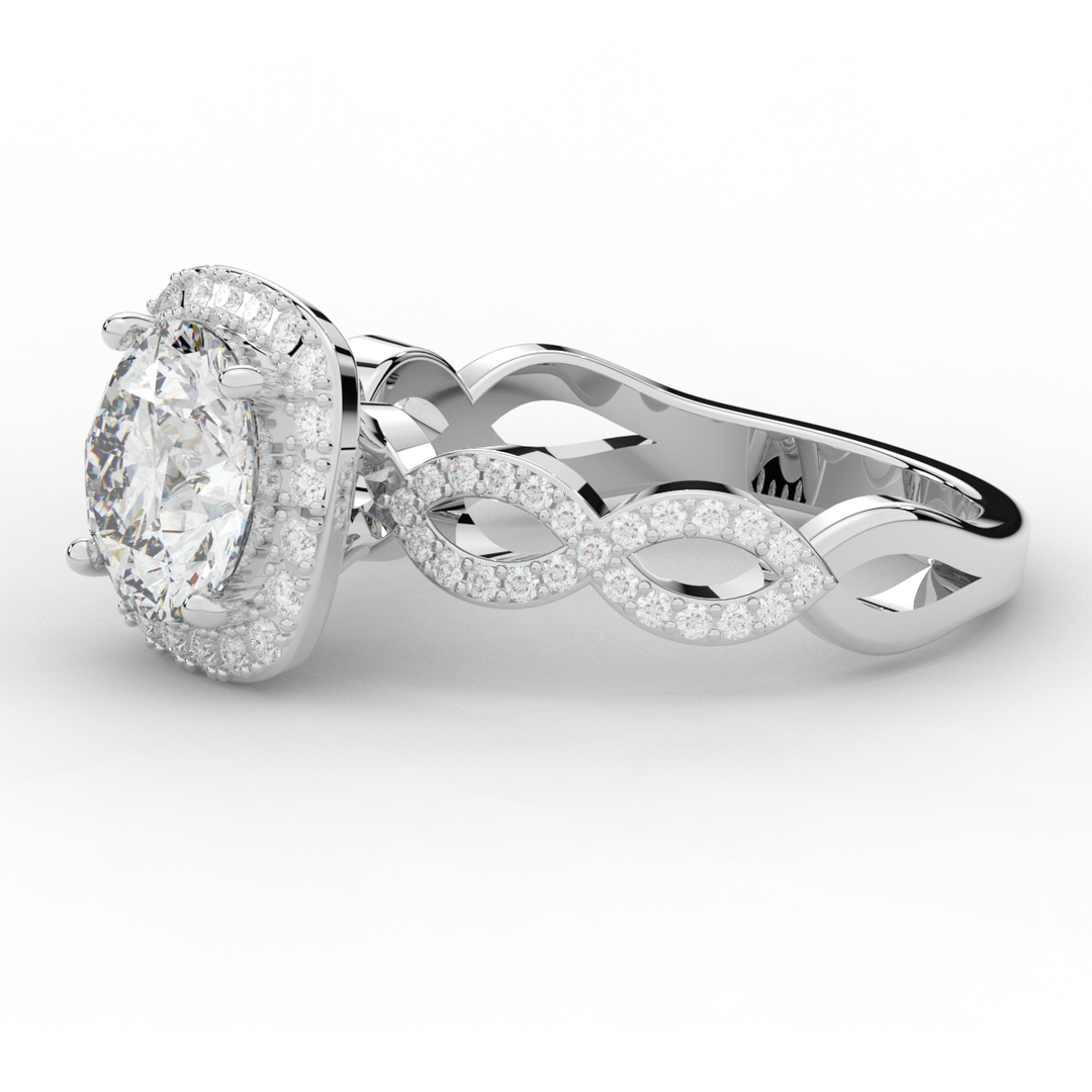 2.35CT.TW ROUND LAB DIAMOND HALO ENGAGEMENT RING - Nazarelle