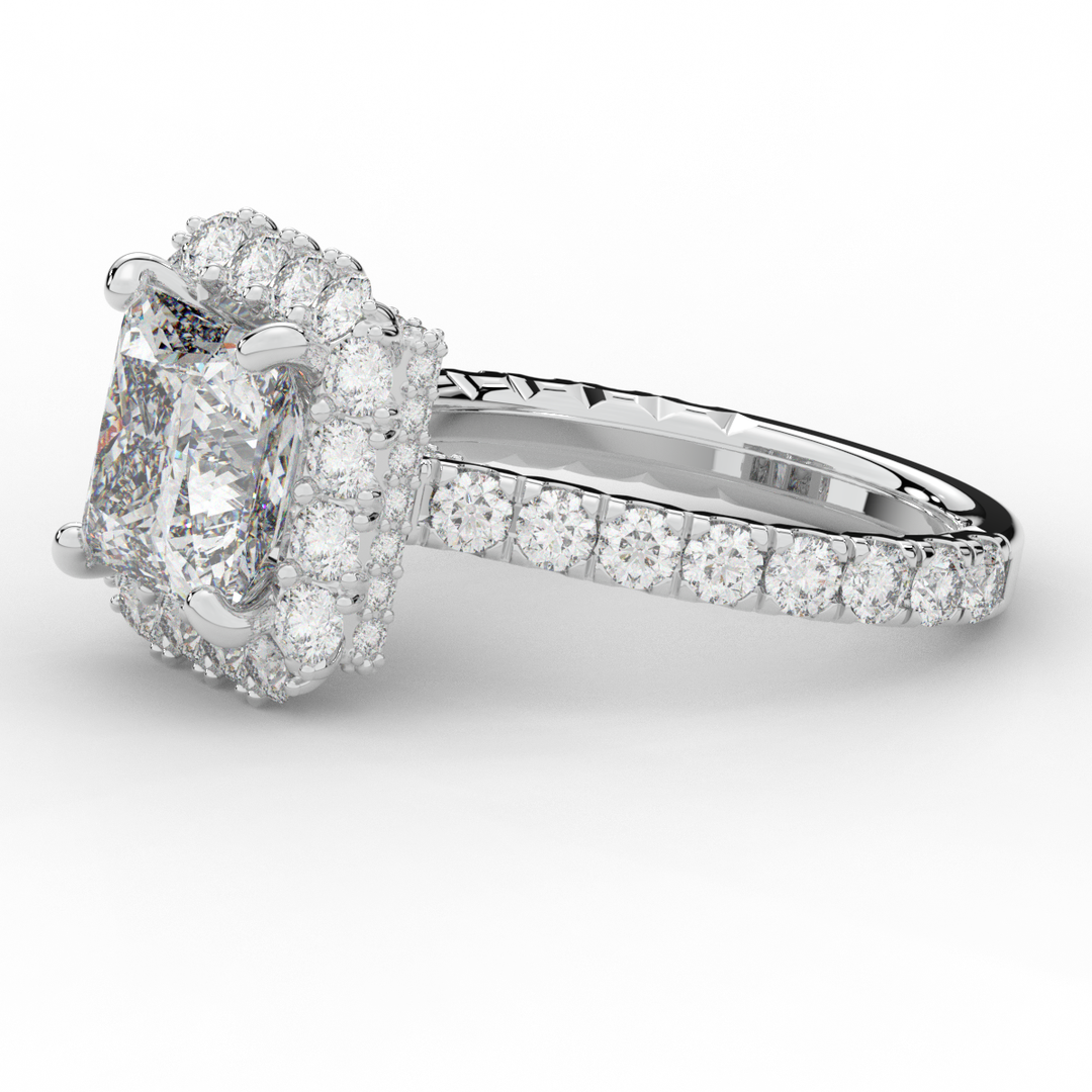 4.50CT.TW PRINCESS LAB DIAMOND HALO ENGAGEMENT RING - Nazarelle