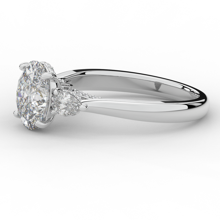 2.40CT.TW OVAL LAB DIAMOND 3 STONE ENGAGEMENT RING - Nazarelle