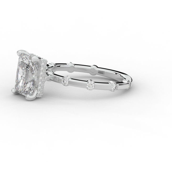 2.60CT.TW RADIANT LAB DIAMOND UNDERHALO SOLITAIRE ENGAGEMENT RING - Nazarelle