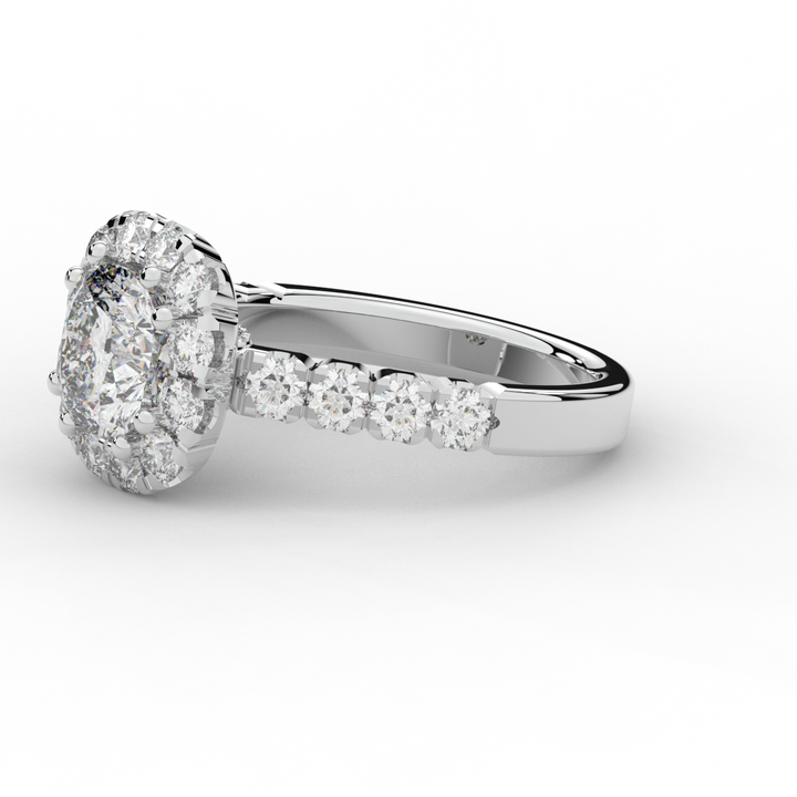 3.45CT.TW CUSHION LAB DIAMOND HALO ENGAGEMENT RING - Nazarelle