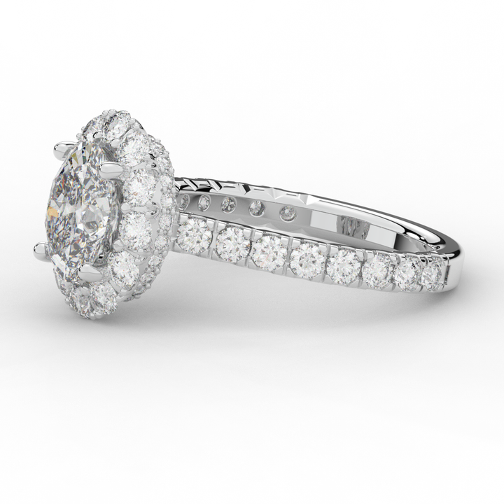 3.40CT.TW OVAL LAB DIAMOND HALO ENGAGEMENT RING - Nazarelle