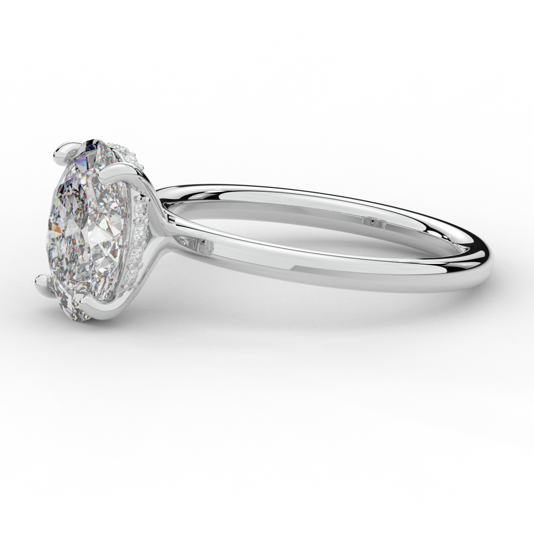 2.06CT.TW OVAL LAB DIAMOND UNDERHALO SOLIATIRE ENGAGEMENT RING - Nazarelle