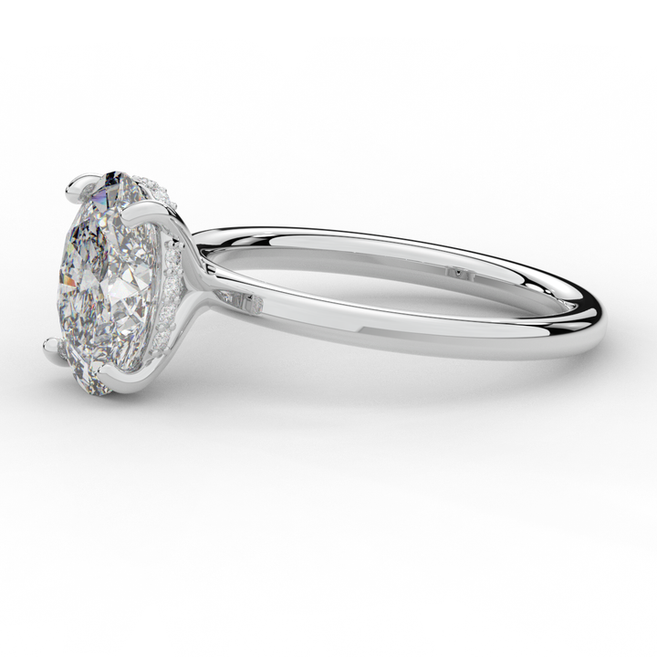 2.06CT.TW OVAL LAB DIAMOND UNDERHALO SOLIATIRE ENGAGEMENT RING - Nazarelle