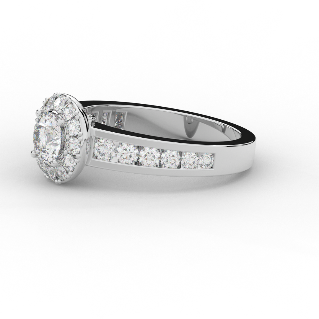 1.75CT.TW ROUND LAB DIAMOND HALO ENGAGEMENT RING - Nazarelle