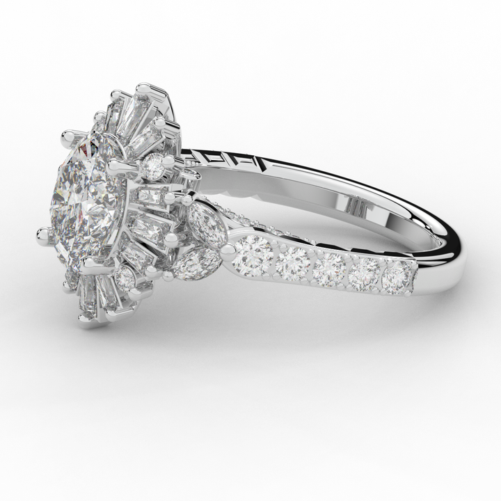 3.10CT.TW OVAL LAB DIAMOND HALO ENGAGEMENT RING - Nazarelle