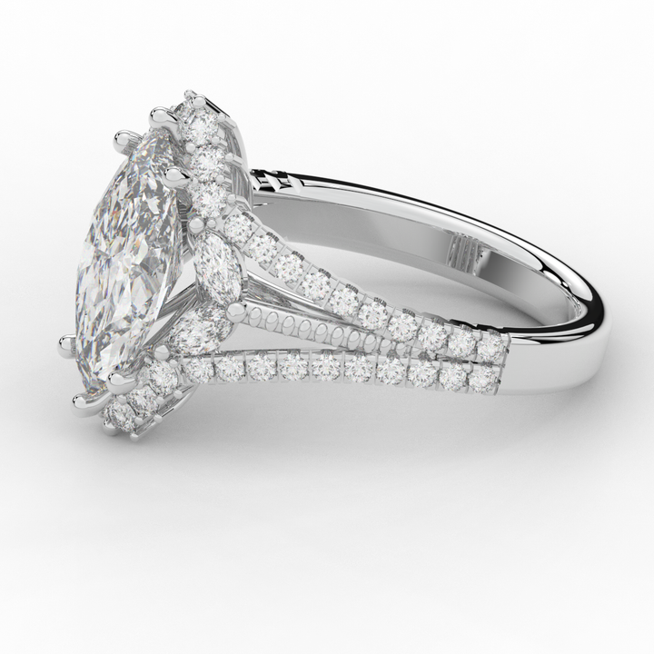 2.70CT.TW MARQUISE LAB DIAMOND HALO ENGAGEMENT RING - Nazarelle