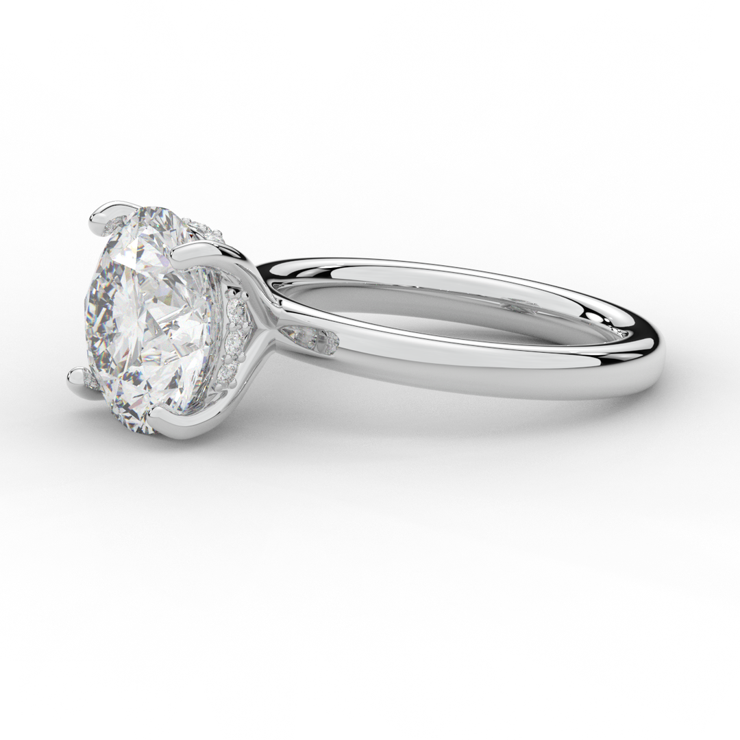 3.05CT.TW ROUND LAB DIAMOND UNDERHALO ENGAGEMENT RING - Nazarelle