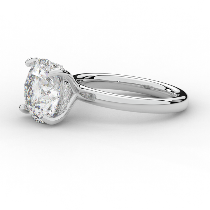 3.05CT.TW ROUND LAB DIAMOND UNDERHALO ENGAGEMENT RING - Nazarelle