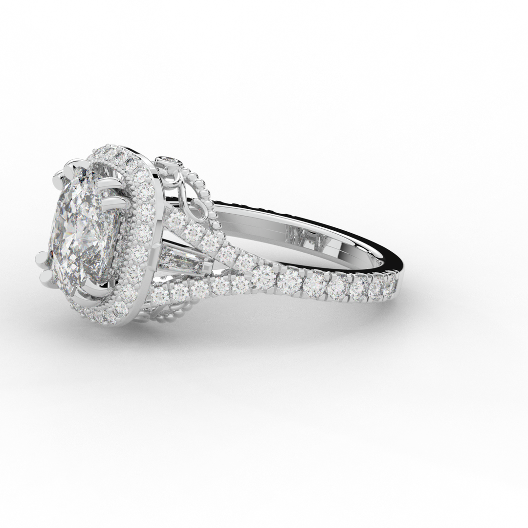 2.50CT.TW CUSHION LAB DIAMOND HALO ENGAGEMENT RING - Nazarelle