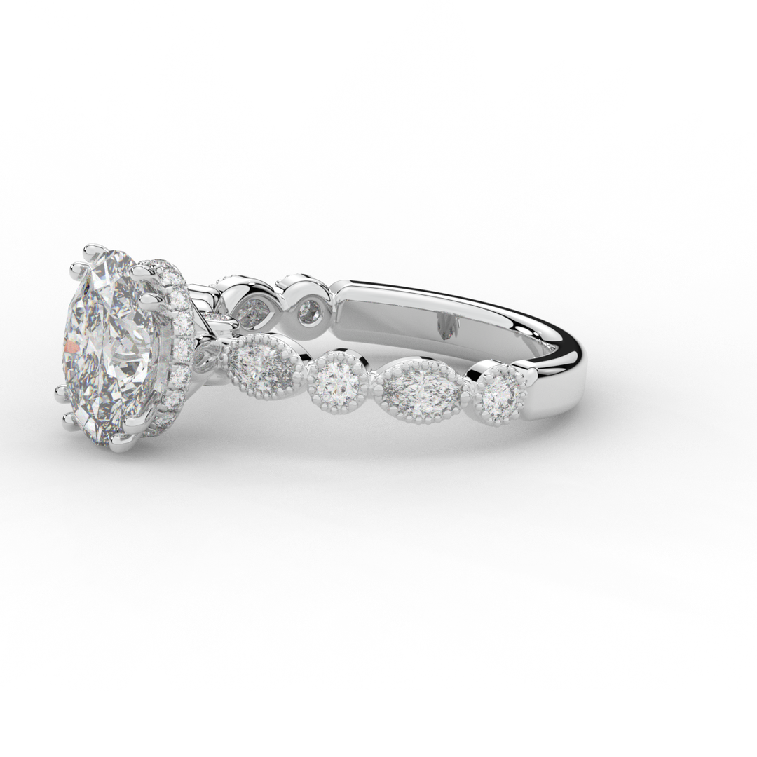 3.60CT.TW OVAL LAB DIAMOND SOLITAIRE ENGAGEMENT RING - Nazarelle