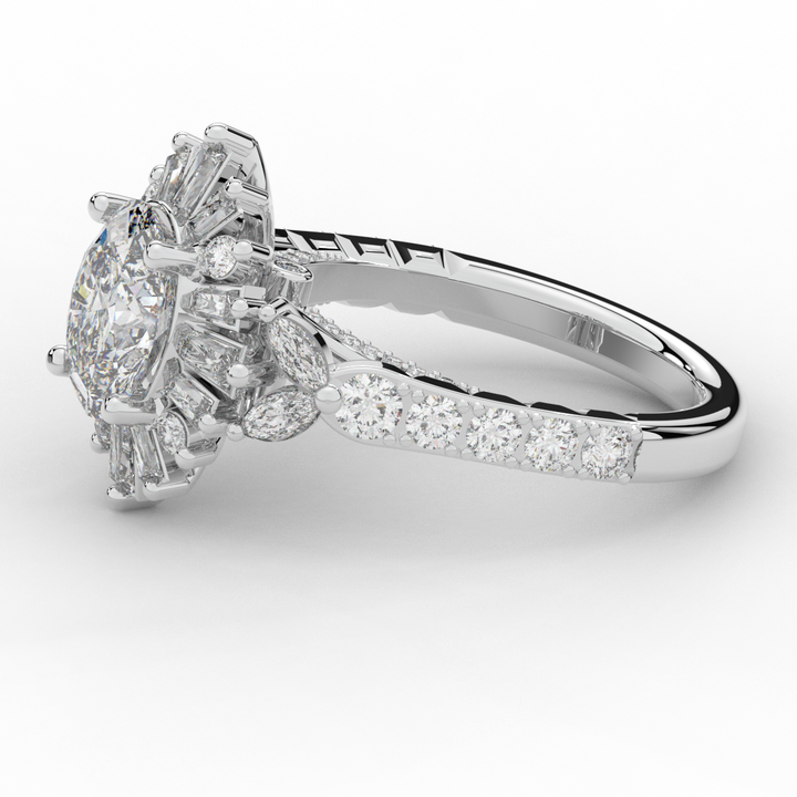 3.10CT.TW OVAL LAB DIAMOND HALO ENGAGEMENT RING - Nazarelle