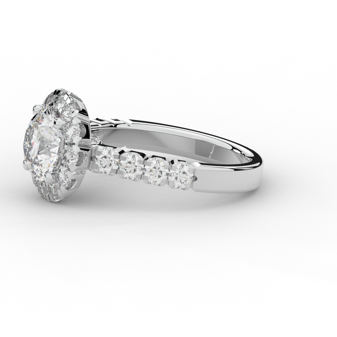 3.50CT.TW ROUND LAB DIAMOND HALO ENGAGEMENT RING - Nazarelle