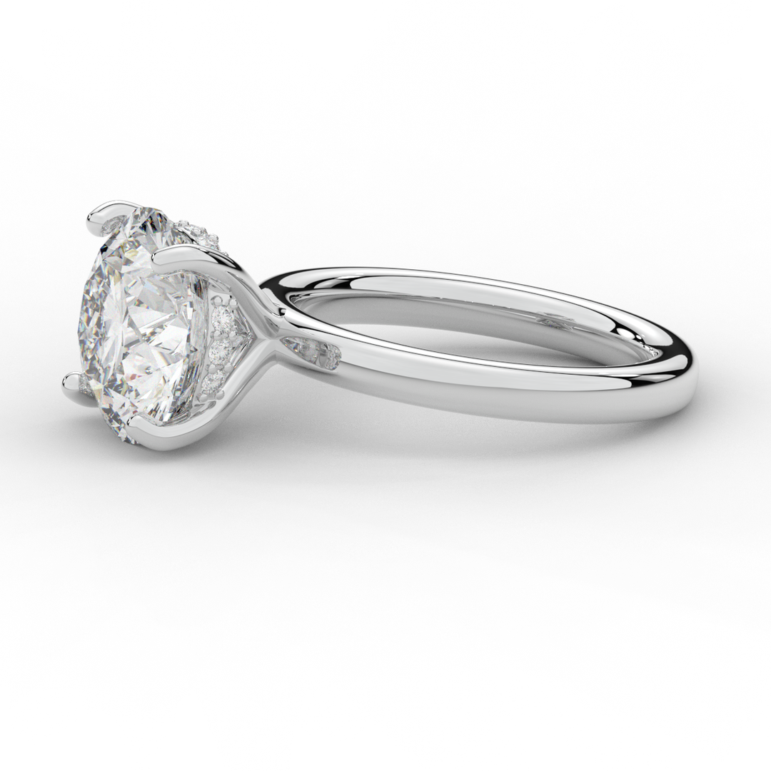 3.05CT.TW ROUND LAB DIAMOND UNDERHALO ENGAGEMENT RING - Nazarelle