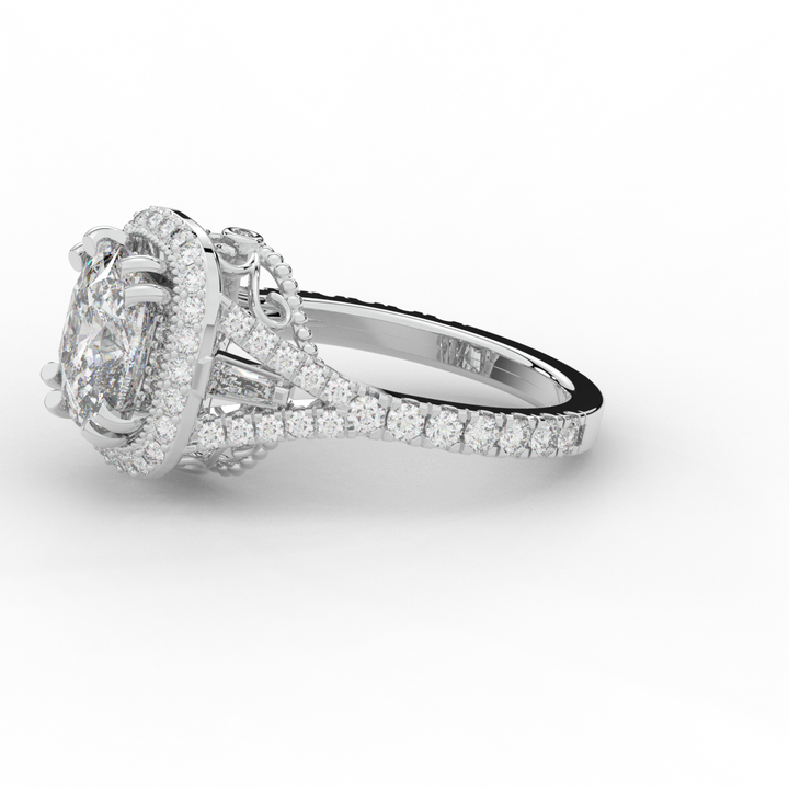 2.50CT.TW CUSHION LAB DIAMOND HALO ENGAGEMENT RING - Nazarelle